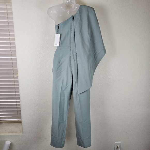 Lavish Alice One-Shoulder Cape Jumpsuit w/ Belt Modern Formal Evening Wear W6 - Picture 4 of 15